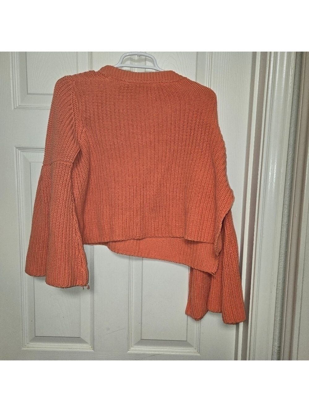 Free People Damsel Bell Sleeve Cropped Sweater Coral Small Boho - Picture 4 of 10